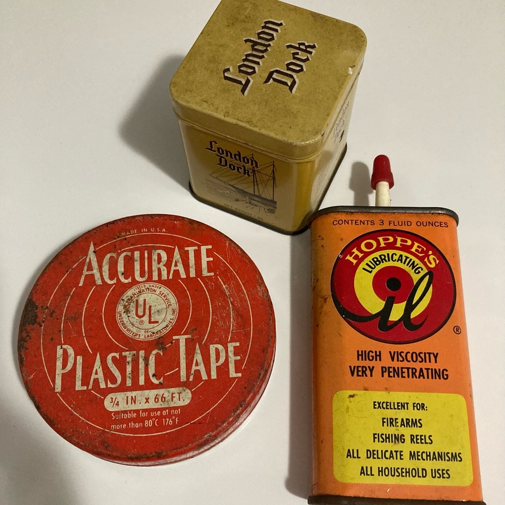 Vintage Collectible Tins and Oil Can Set